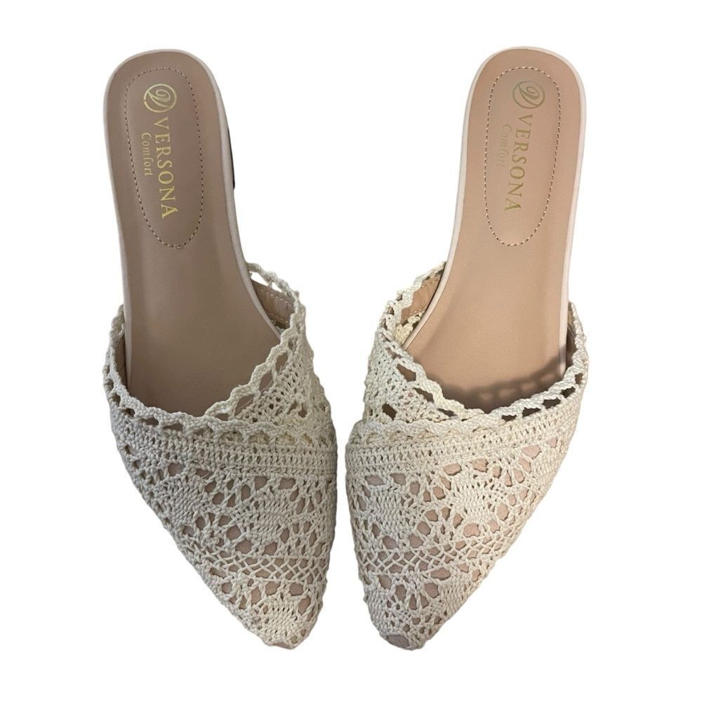 Versona Comfort Crochet Mules Flats Size 7.5 NEW